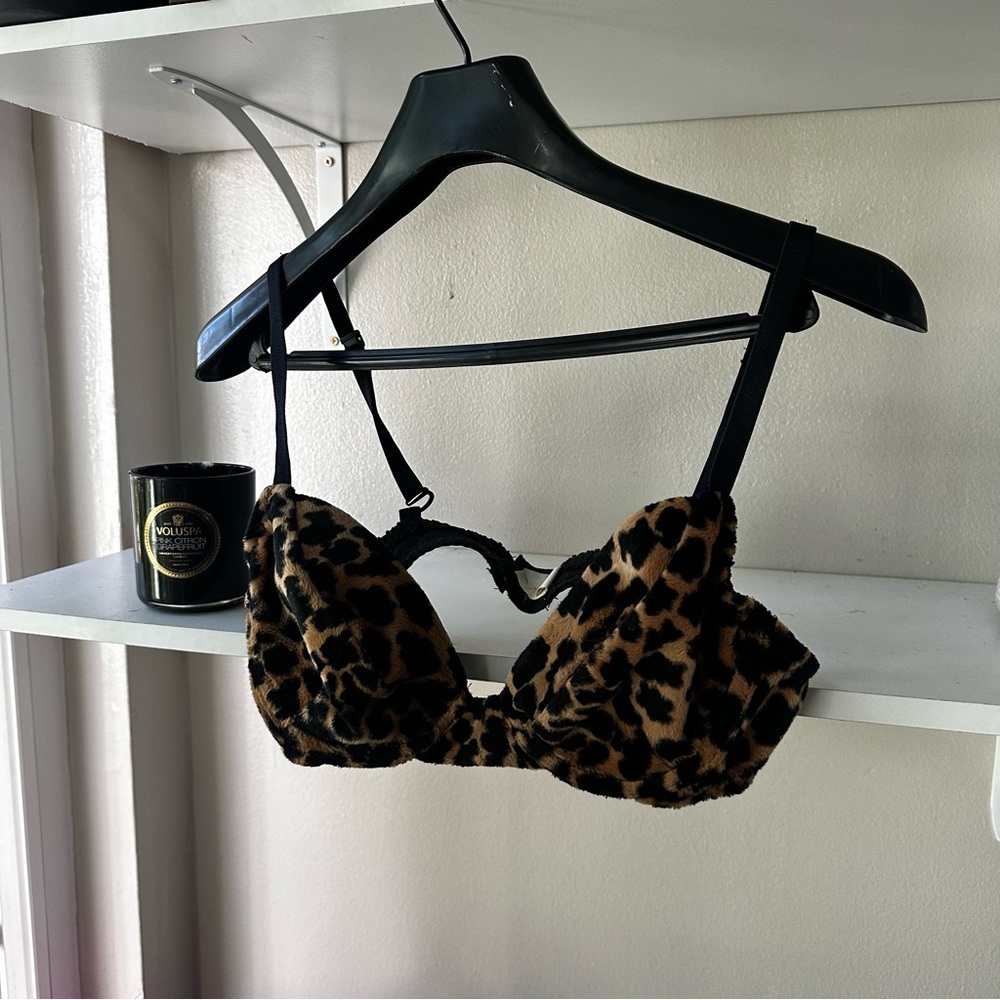 Furry Leopard Bra Size 36B